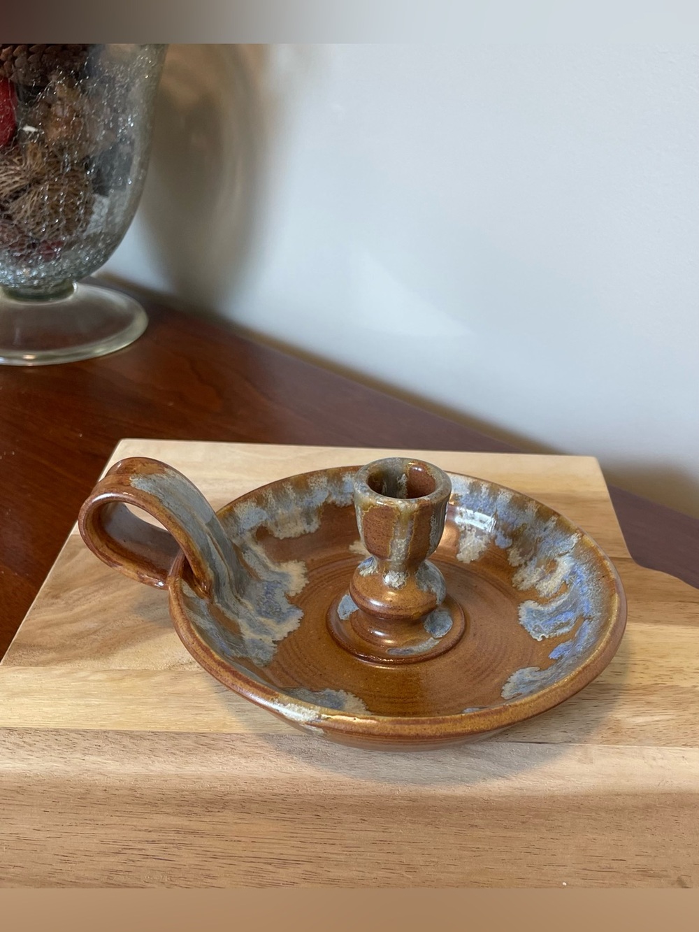 Pottery Chamberstick Candle Holder